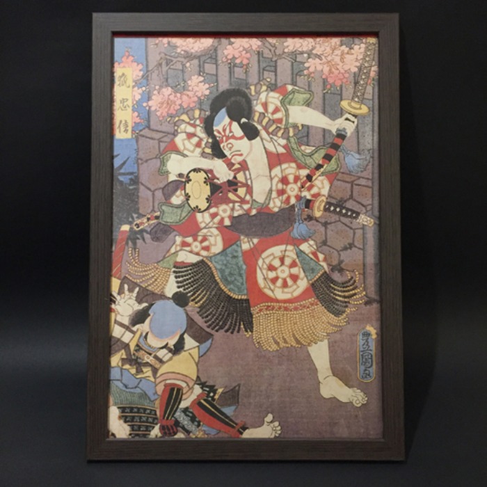[JAPAN]80s 浮世繪 Ukiyoe “samurai” 판화 frame(액자).