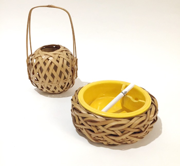 [JAPAN]vtg rattan vase/ashtray(화병/재떨이).