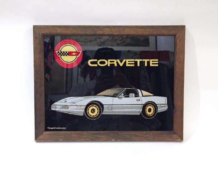 [U.S.A]80s “1980 Chevrolet Corvette” 쉐보레 콜벳 glass art frame(액자).