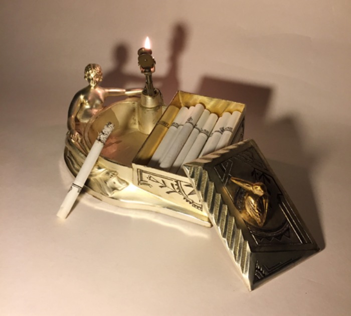 [JAPAN]90s BEAMS antique bronze lighter &amp; ashtray(재떨이/라이터).