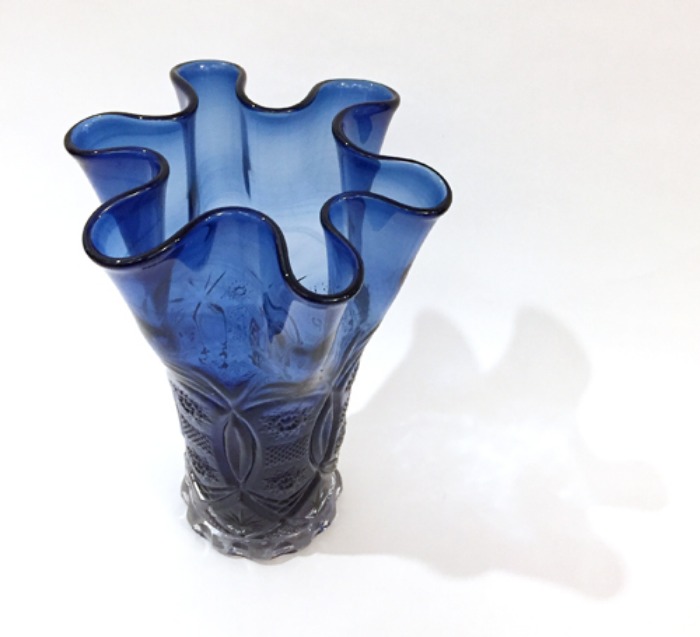 [U.S.A]70s hand-made “indigo blue” art design big size vase(화병).