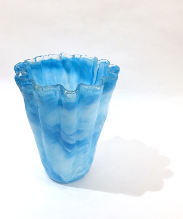 [U.S.A]80s hand-made 뭉게구름 clouds marbling design art glass vase(화병).