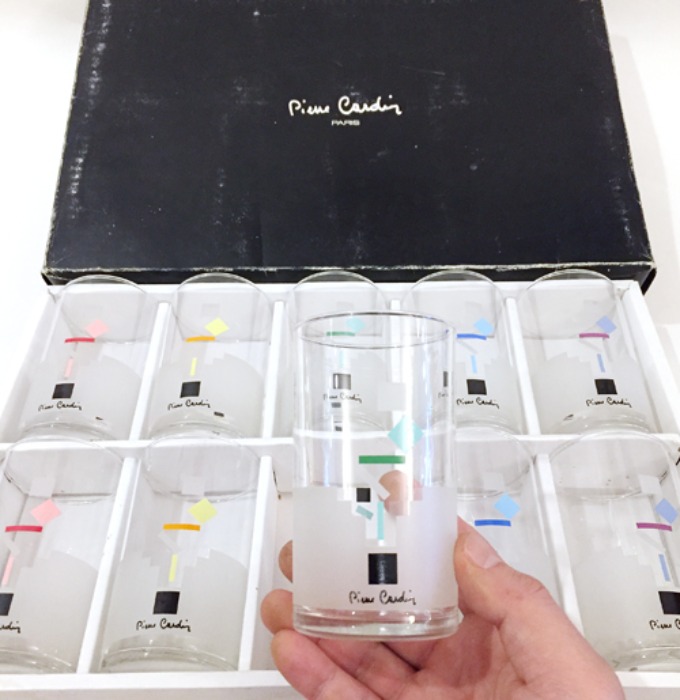 80s “Pierre Cardin x Sasaki glass” design glass 10EA set.