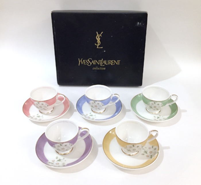[JAPAN]80s YSL(Yves Saint Laurent) x Yamaka ceramic coffee cup 5 set.