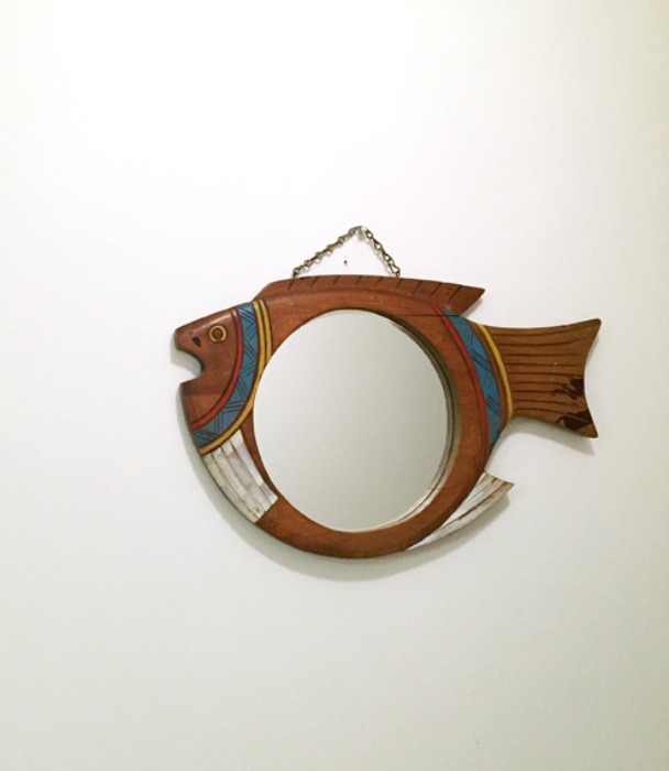 [U.S.A]80s vintage fish wood mirror(물고기 거울).