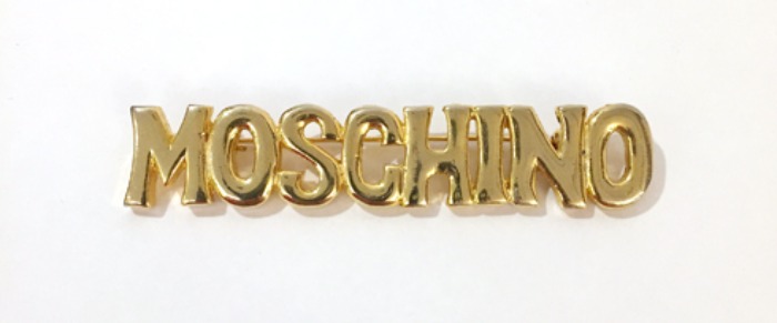 [ITALY]90s MOSCHINO big size logo gold brooch(badge).