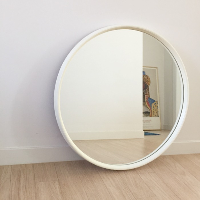 [ENGLAND]70s Mid-Century Scandinavian Round Wooden Mirror(거울).