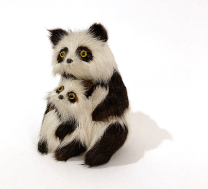 [U.S.A]90s Panda family real fur figure.