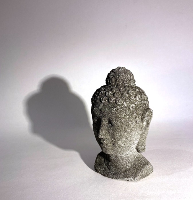 [JAPAN]60s hand-carved stone “Buddha head(불두)” statue objet.