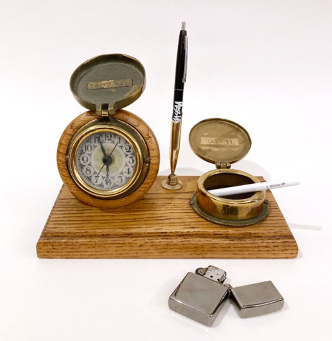 [U.S.A]70s antique Men&#039;s desk set(clock/pencil holder/ashtray).