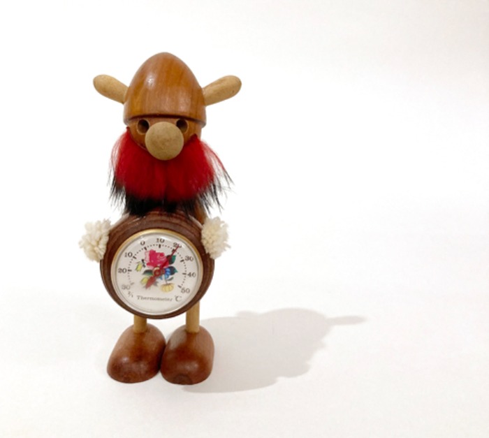 [GERMANY]60s mid-century Viking thermometer 온도계 wood figure.