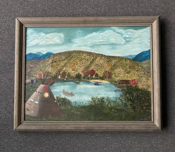[U.S.A]70s Native american indian oil painting wood frame(유화).