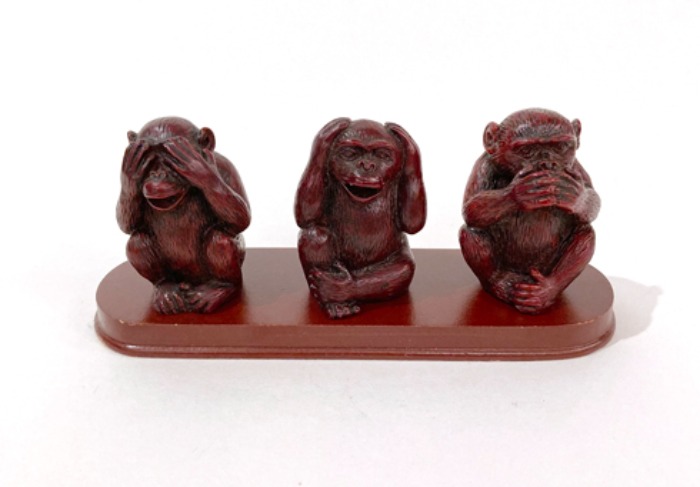 [JAPAN]70s &quot;See no evil, Hear no evil, Speak no evil&quot; monkey statue objet.