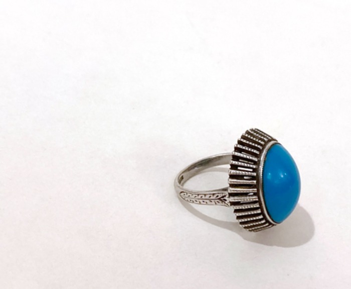 [FRANCE]80s hand-made turquoise &amp; silver ring(터키석 은반지).