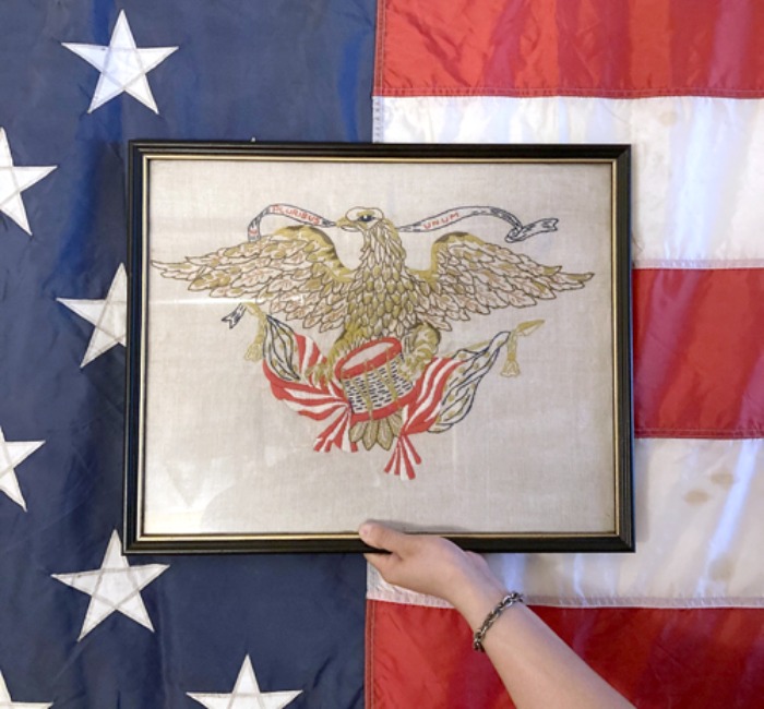 [U.S.A]80s &quot;Bald Eagle&quot; quilt embroidery 자수 frame.