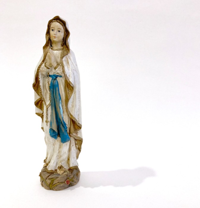 [italy]70s &quot;Maria&quot; hand-made wood carving statue.