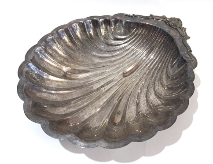 Vtg 은도금 big size silver plated shell Dish/ tray.