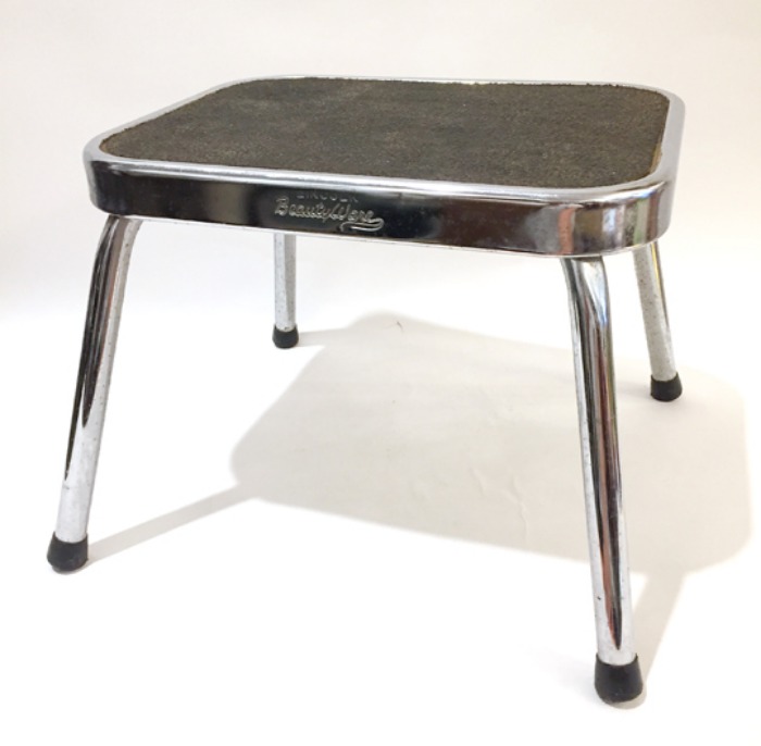 mid-century &quot;LINCOLN BeautyWare&quot; chrome step stool.