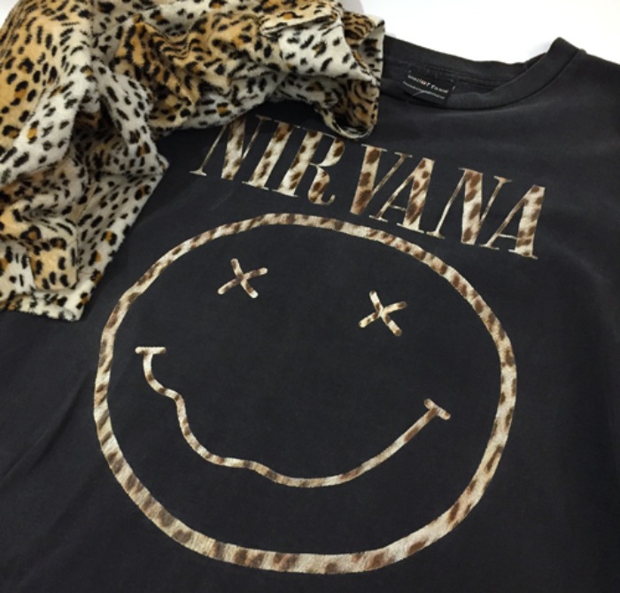 [U.S.A]Vtg NIRVANA “NEVERMIND” LEOPARD SMILE T-shirt.