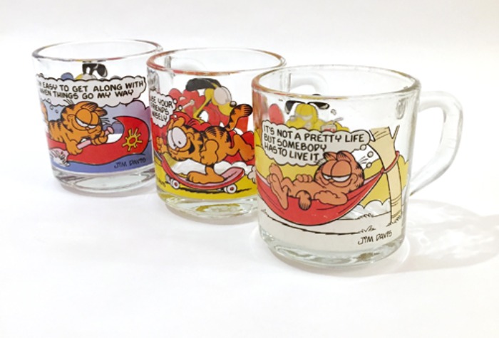 [U.S.A]70s Anchor Hocking “Garfield x McDonalds” glass mug cup 3 set.