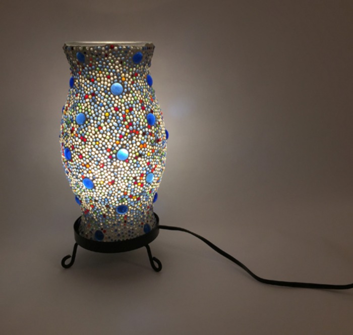 [JAPAN]90s GLASS ART CERAMIC DESK LAMP.