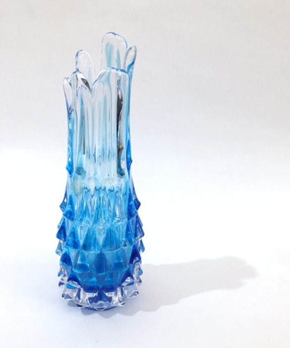[U.S.]80s Vintage Glass stud indigo blue vase(화병).