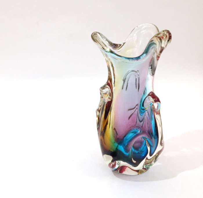 [U.S.A]80s Vintage Glass multi color vase(화병).