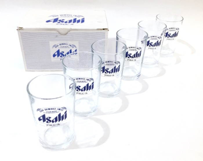 [JAPAN]80s Asahi beer glass 6 set(맥주 한모금잔).