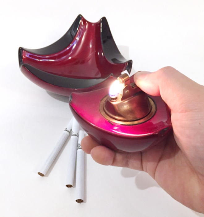 [JAPAN]80s ceramic ashtray/lighter set(재떨이).