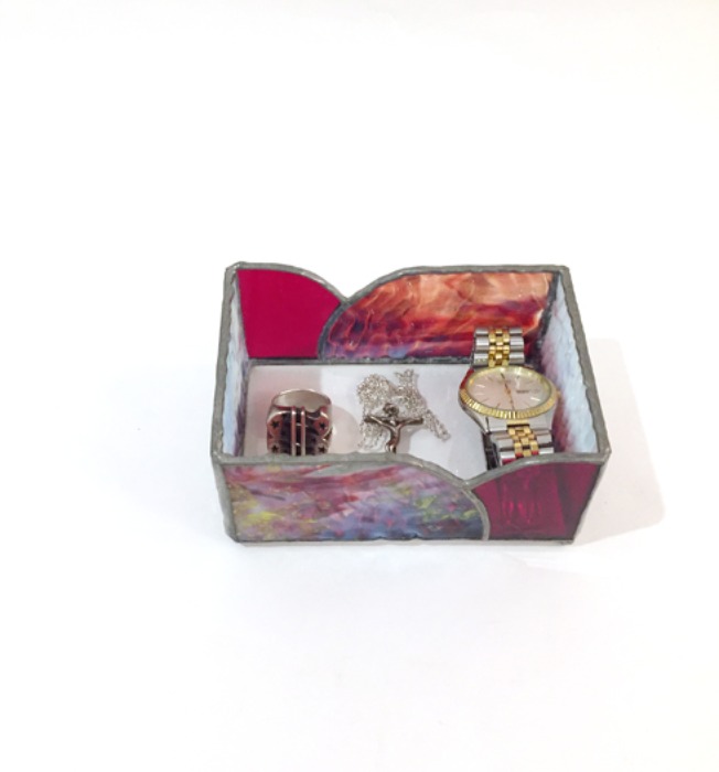 [U.S.A]80s stained glass jewelry box.