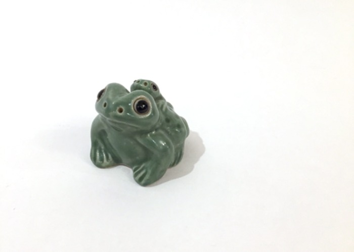 [JAPAN]60s Antique ceramic frog insence chamber 개구리 objet.