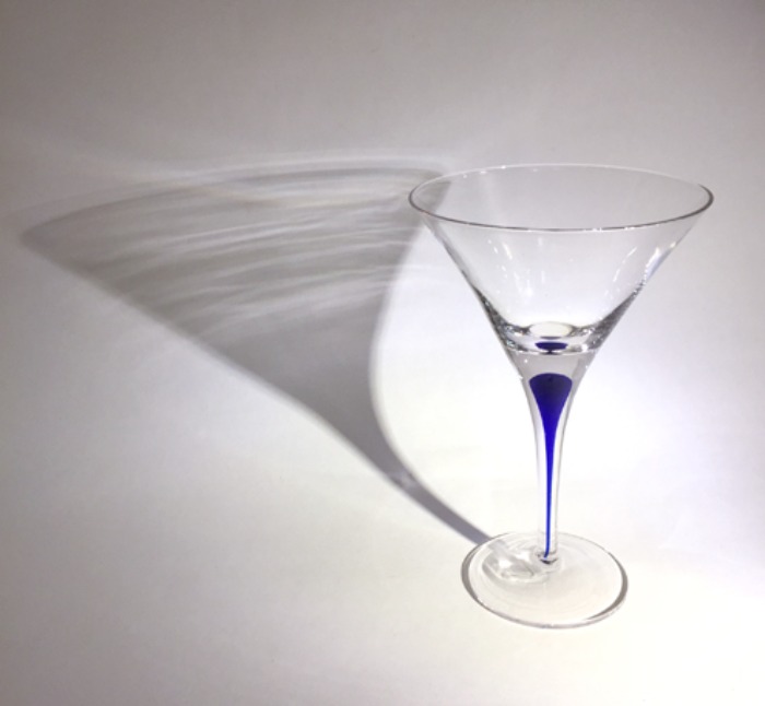[FRANCE]80s hand-made blue painting cocktail glass.