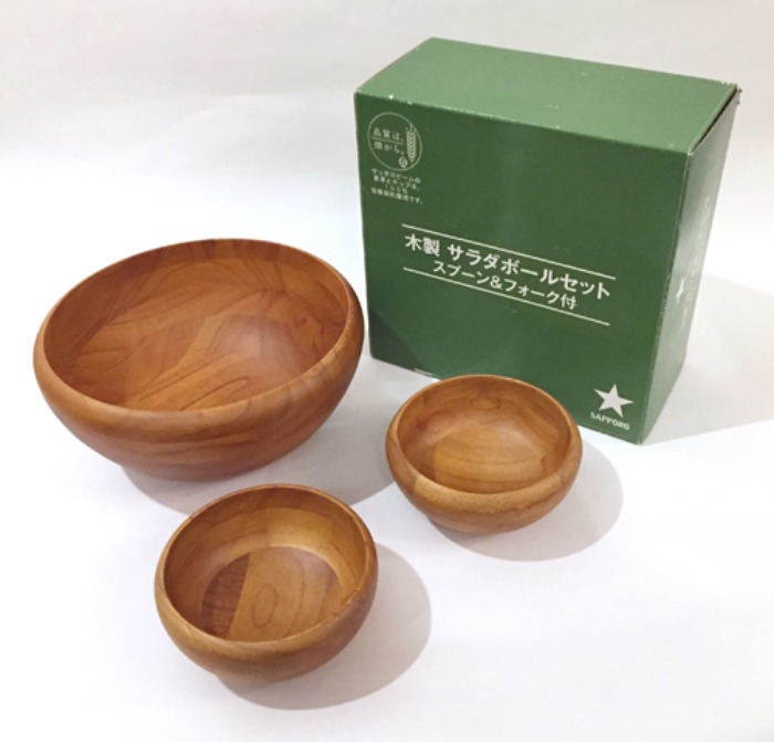 [JAPAN]SAPPORO wood salad bowl 샐러드볼 set(새제품).
