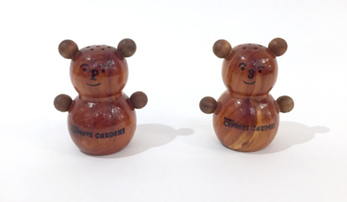 [U.S.A]80s teddy bear wood salt &amp; pepper shaker(곰돌이 양념통).