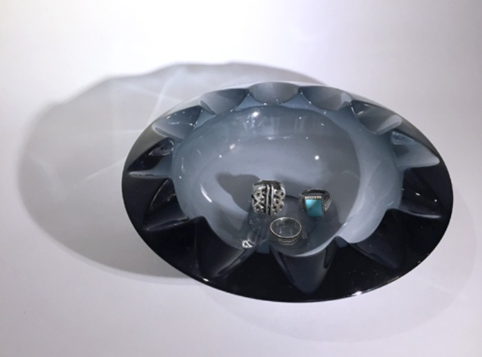 [italy]70s gradation glass plate &amp; ashtray.