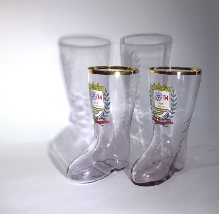 [italy]80s boots 부츠 모양 purple color beer glass.