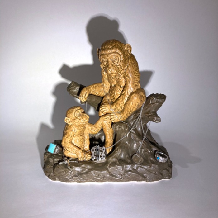 [U.S.A]80s Monkey &amp; baby monkey 원숭이 ceramic acc objet.