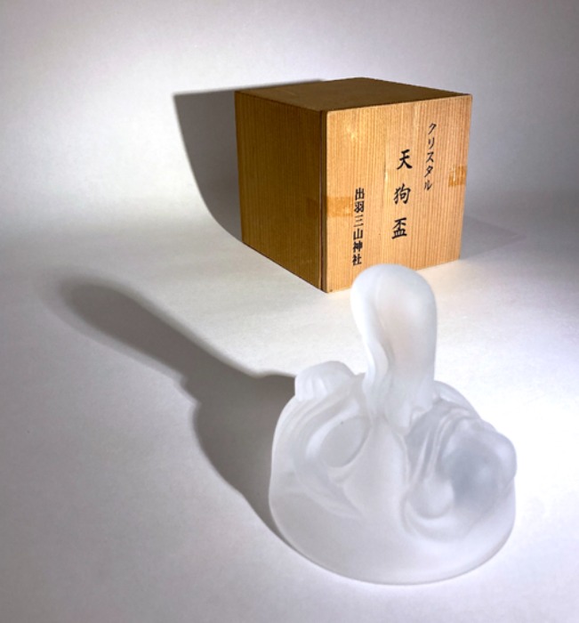[JAPAN]70s Tengu mask crystal paper-weight objet.