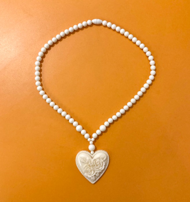 [U.S.A]80s vintage  “Heart rose” hand-made design necklace.