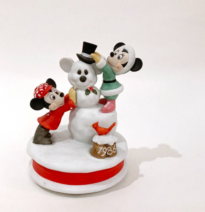 [U.S.A]80s &quot;Mickey &amp; Minnie&quot; 미키 마우스 ceramic 오르골 music box.