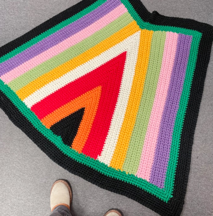 [U.S.A]80s big size knitting rug &amp; blanket.