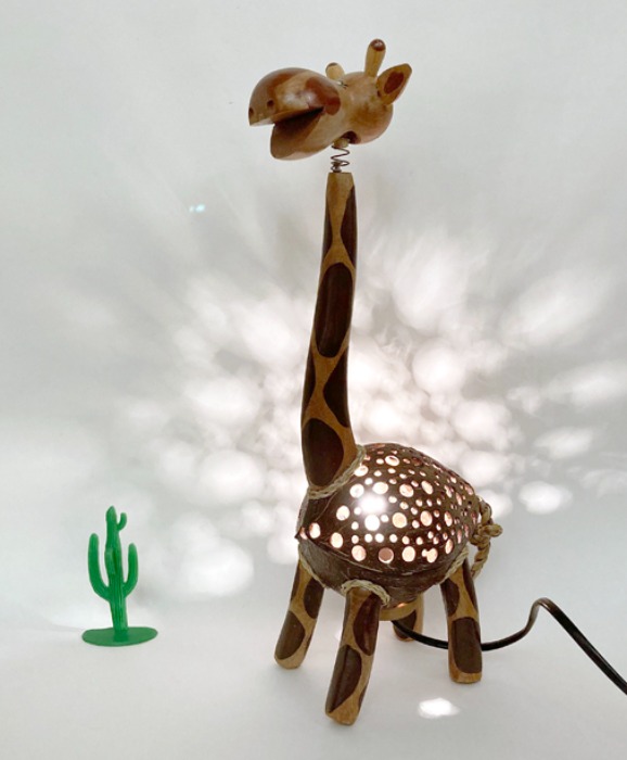 [U.S.A]90s Giraffe 코코넛 기린 wood lamp.