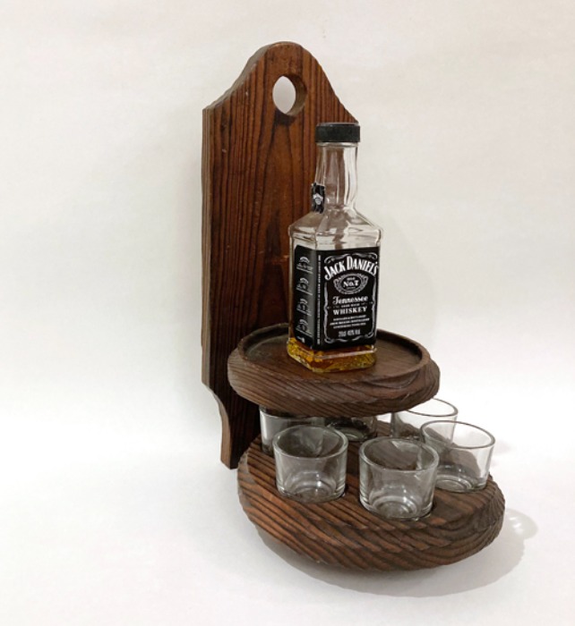 [ENGLAND]60s antique wood rotation 회전 glass/bottle holder objet.