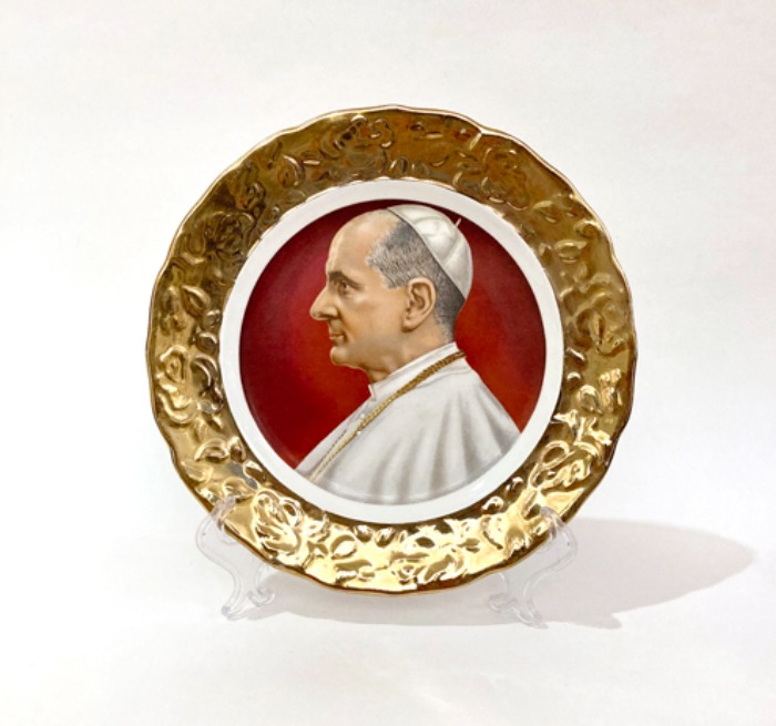 [U.S.A]80s POPE VI 교황 바오로 6세 22k gold ceramic plate.