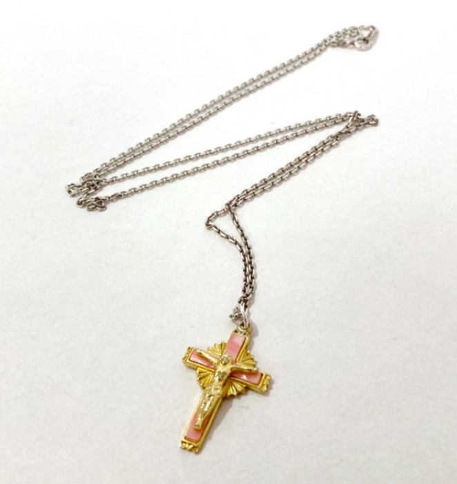 [FRANCE]80s crucifix 십자가 자개 pendant.