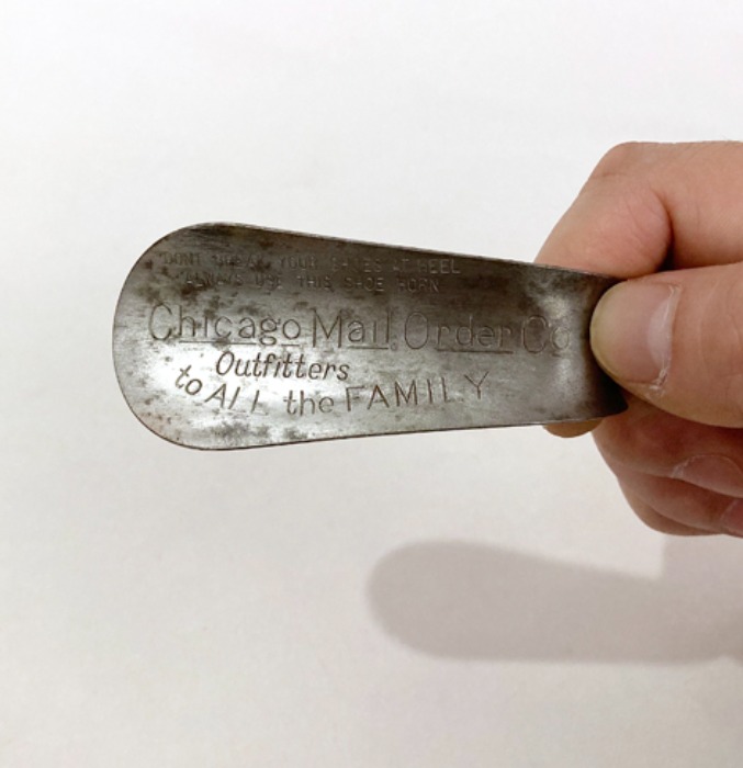 [U.S.A]60s “Chicago mail order co.” steel shoehorn 구두 주걱 keyring.