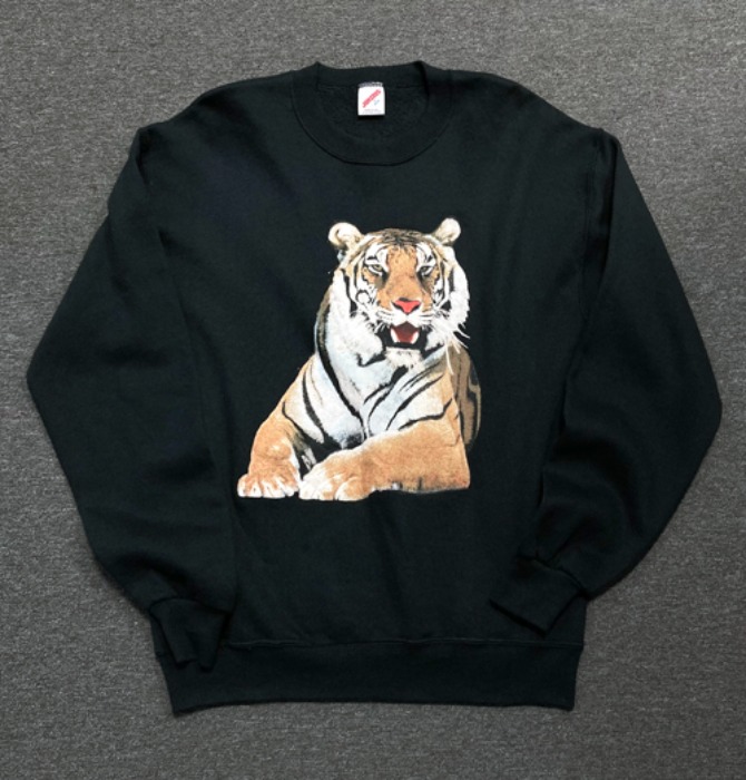 [U.S.A]80s JERZEES &quot;Tiger 호랑이&quot; printing 50/50 sweatshirt.